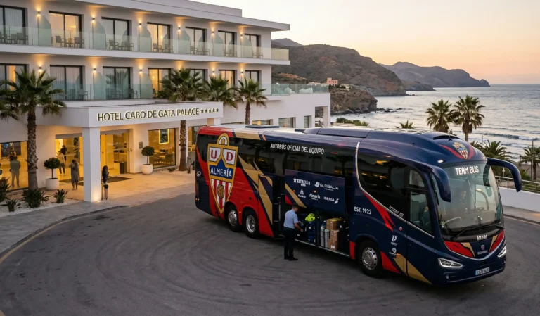 Alquiler de autobuses para equipos de fútbol profesionales en Almería.